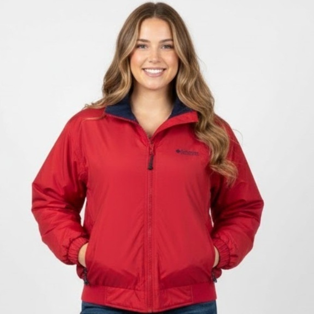 VTG Columbia Women Red Zip Jacket Womens XL Fleece‎ Lined Ski Hiking Sportswear